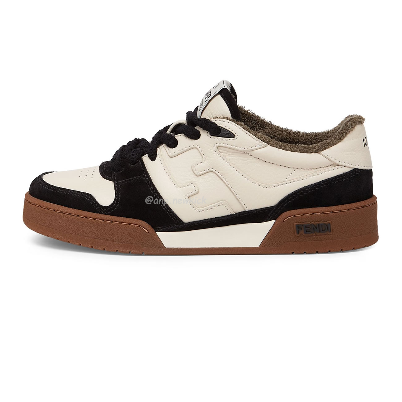 Fendi Match Cream Black White Suede And Leather Low Top Sneakers (13) - newkick.org